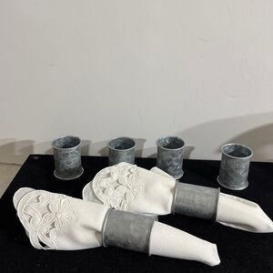 6 Napkin Rings -Galvanized Rustic Farmhouse, Metal Napkin Rings set